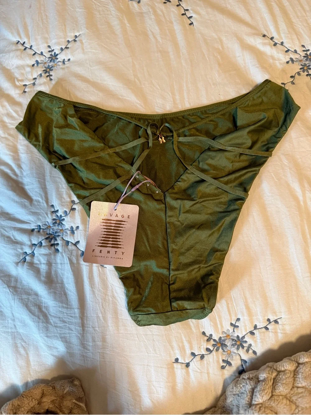 Savage X Fenty Olive Green Strappy Hipster Bikini